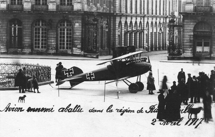 Avion allemand descendu le 2 avril 1917