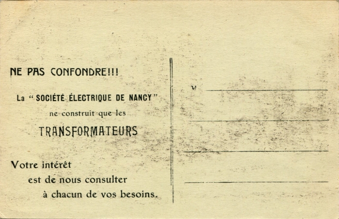 Société Electrique de Nancy (verso)