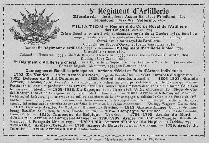 Le 8ème Régiment d'Artillerie