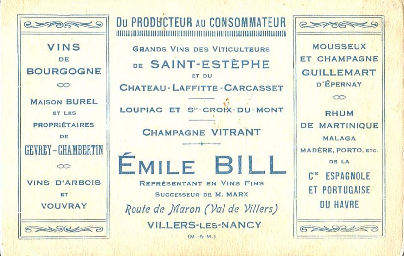 Publicité "Émile Bill"