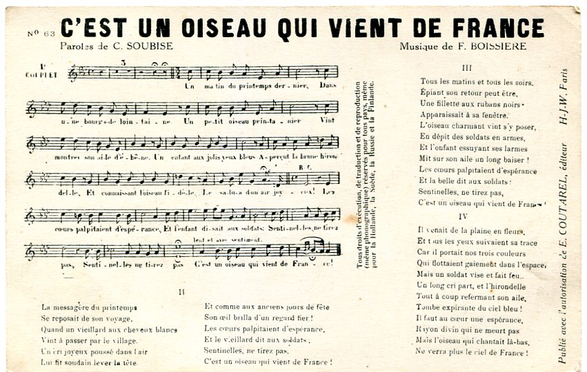 C'est un oiseau qui vient de France